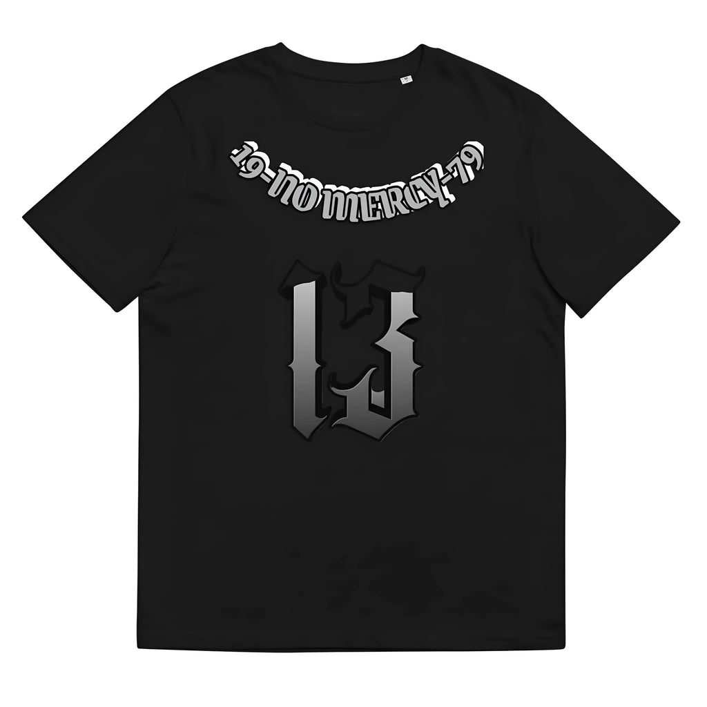 Men's black casual T-shirt with a 3D digital print on the front, featuring a round neck and short sleeves.
