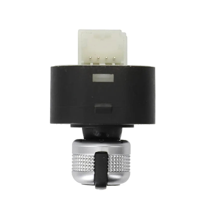 Black plastic reversing rearview mirror switch for Audi vehicles, side view showing button layout