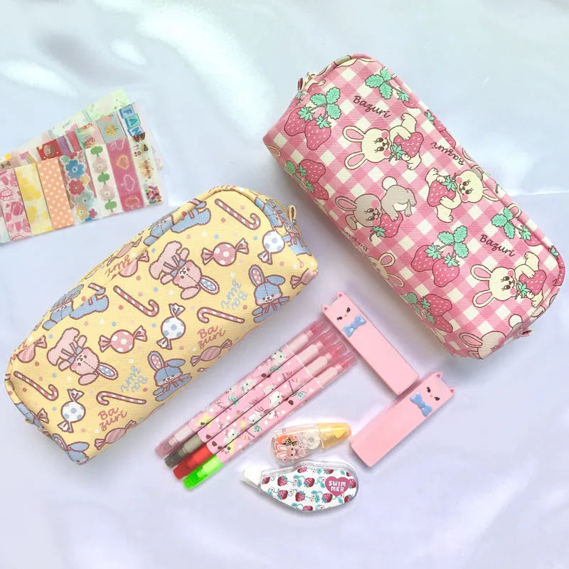 Printed PVC pencil case cylindrical design 19 cm Japanese cute cartoon pattern soft material