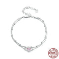 925 sterling silver bracelet with heart charm on adjustable chain