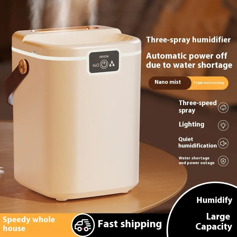 White plastic square USB humidifier with large spray volume and ambient light for bedroom