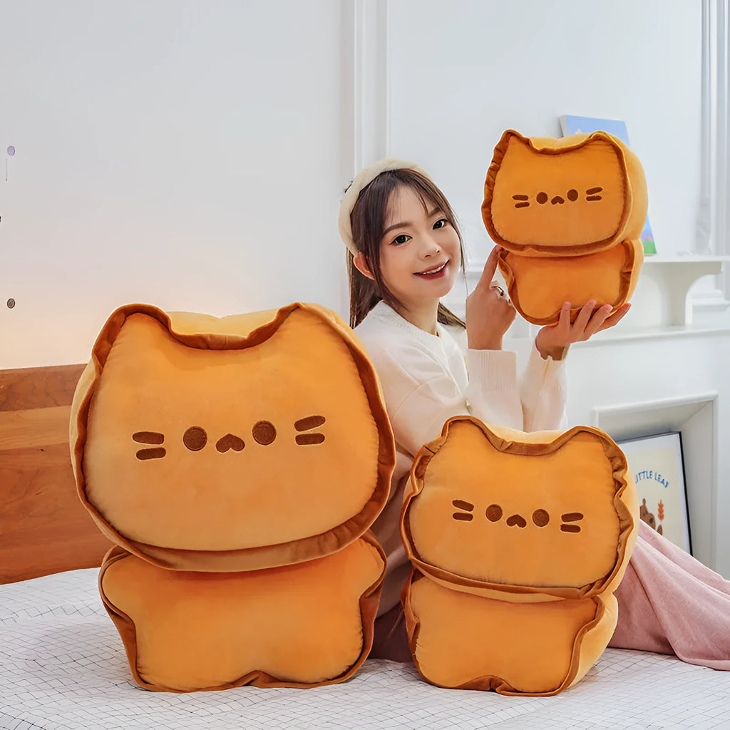 Butter biscuit cat doll plush toy in biscuit colour, available in 30cm, 40cm, and 60cm heights