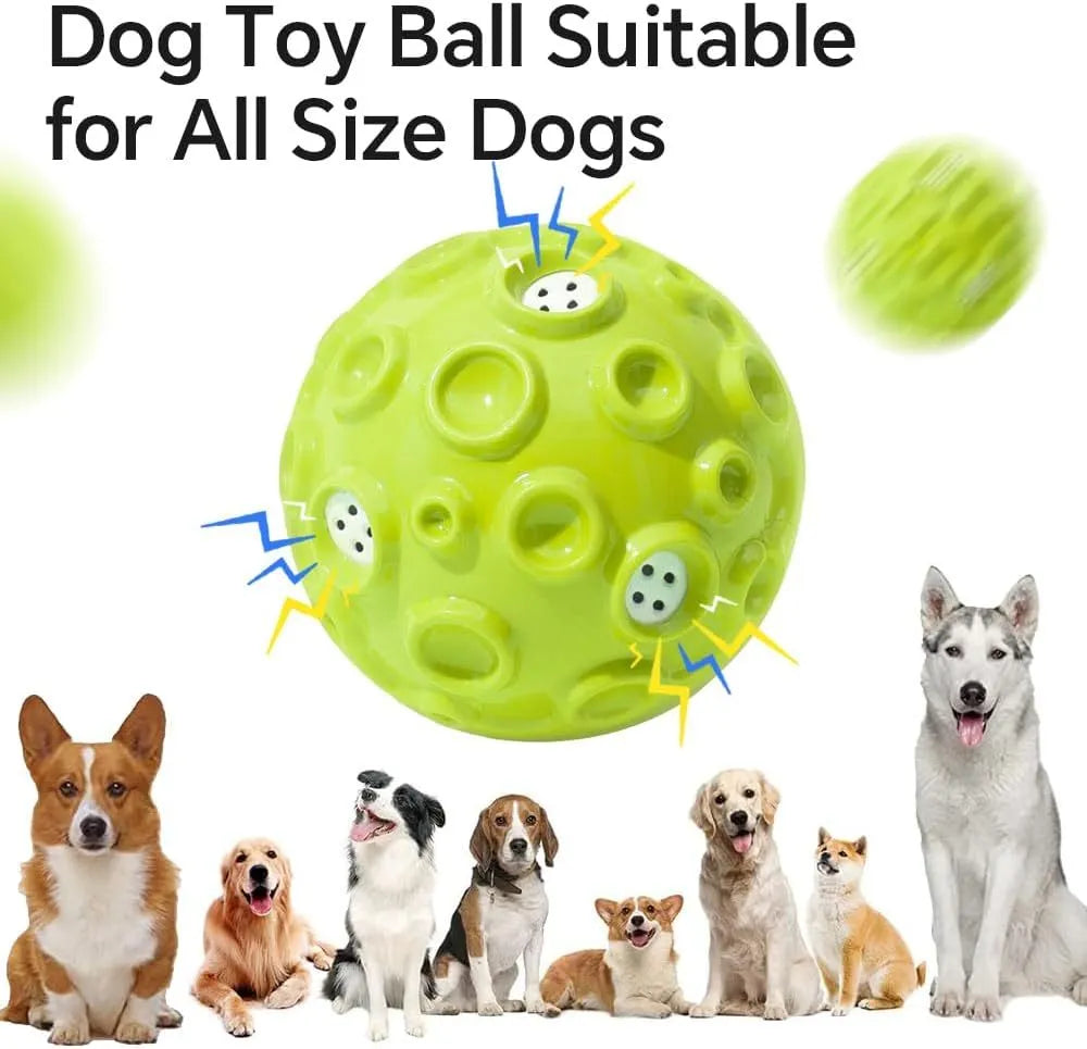 Colourful durable dog chew ball with textured surface and internal squeaker for aggressive chewers
