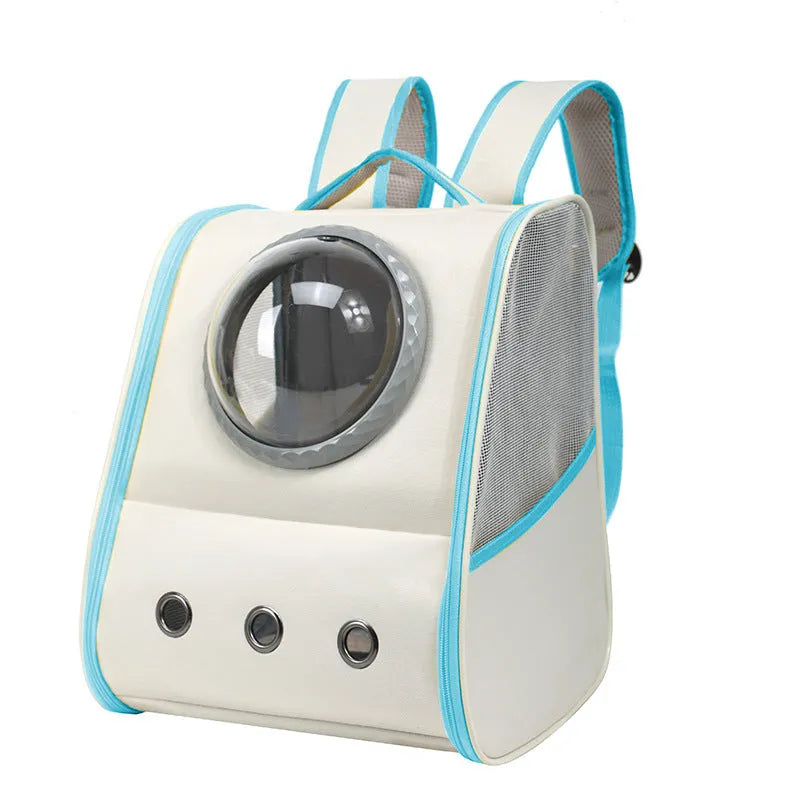 Space capsule large capacity breathable pet backpack in grey, nylon, 33x29x42cm, for cats up to 6.50kg, with side snack bags