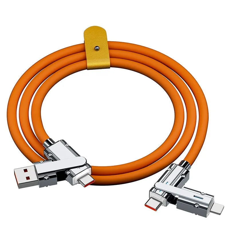 Orange 1 metre fast charging cable with zinc alloy Lightning and USB-C connectors