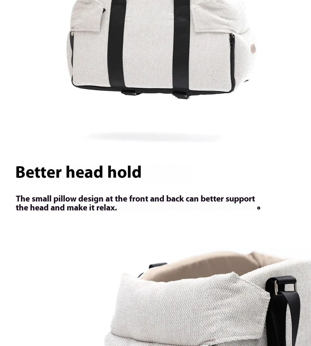 Beige white polyester pet car nest and diaper bag dual-use product for small pets