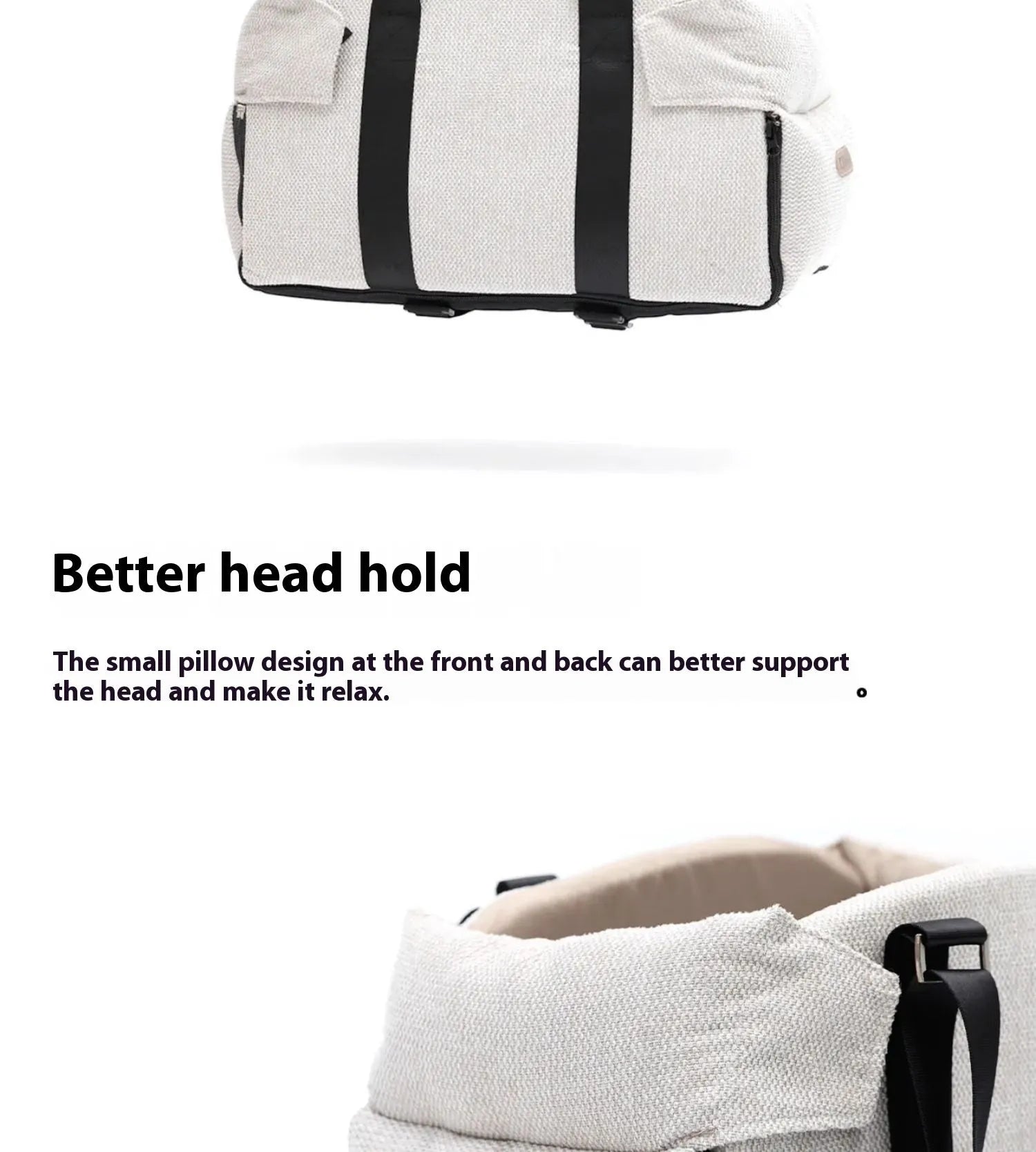 Beige white polyester pet car nest and diaper bag dual-use product for small pets