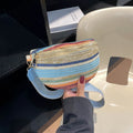 Straw woven women's shoulder bag with single strap and shell shape design