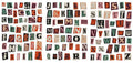 Set of English letter and number stickers with weekly words in printed cute style for crafts