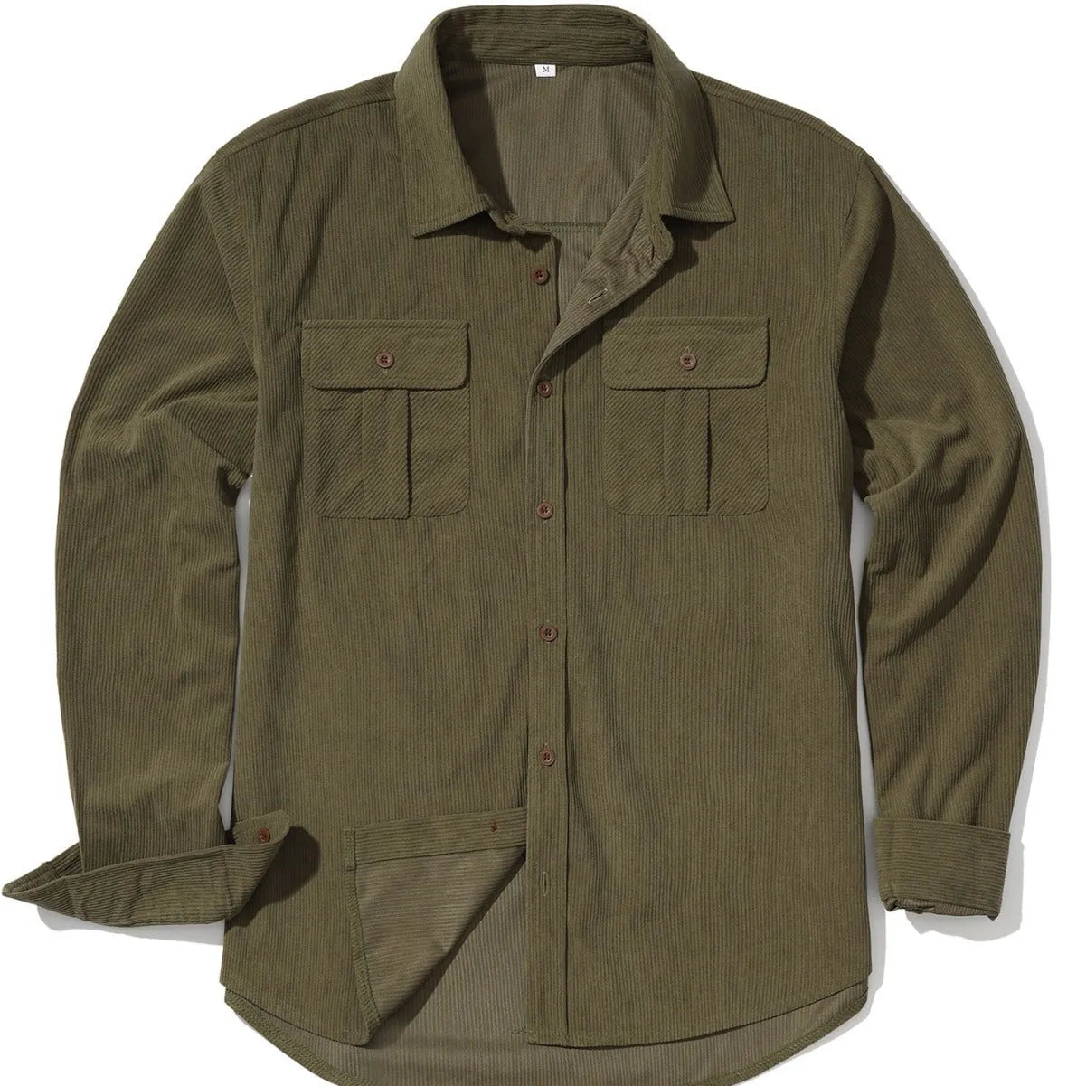 Men's casual corduroy shirt in Japanese retro style with long sleeves and loose fit