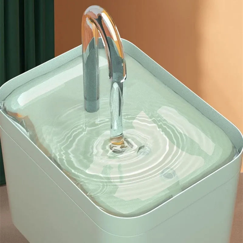 1500ml mute automatic circulating cat water fountain in crystal elbow frosted green with USB anti-dry burning option