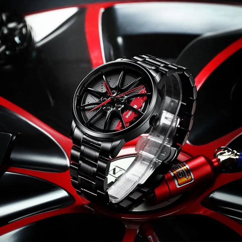 Svj Watch RAYS-G25 mens steel case watch with wheel stereo hollow sheet dial and mineral glass mirror