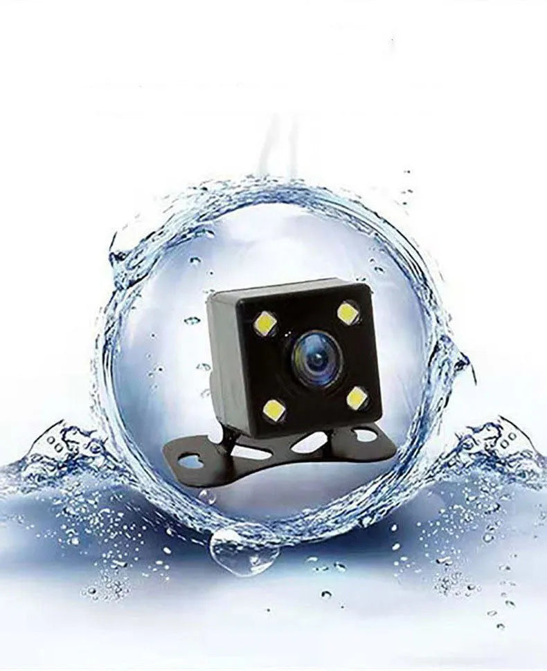 Black plastic 3-lens car dashcam with touch screen, suitable for vehicle recording