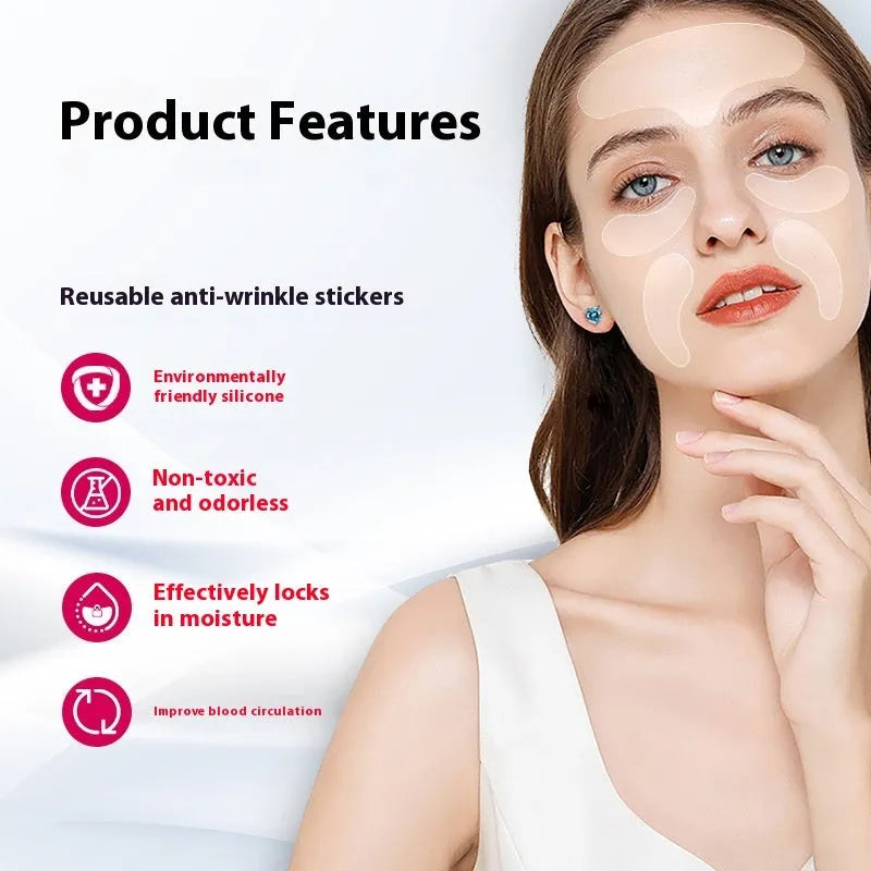 5 transparent silicone anti-wrinkle face stickers for forehead and eye areas
