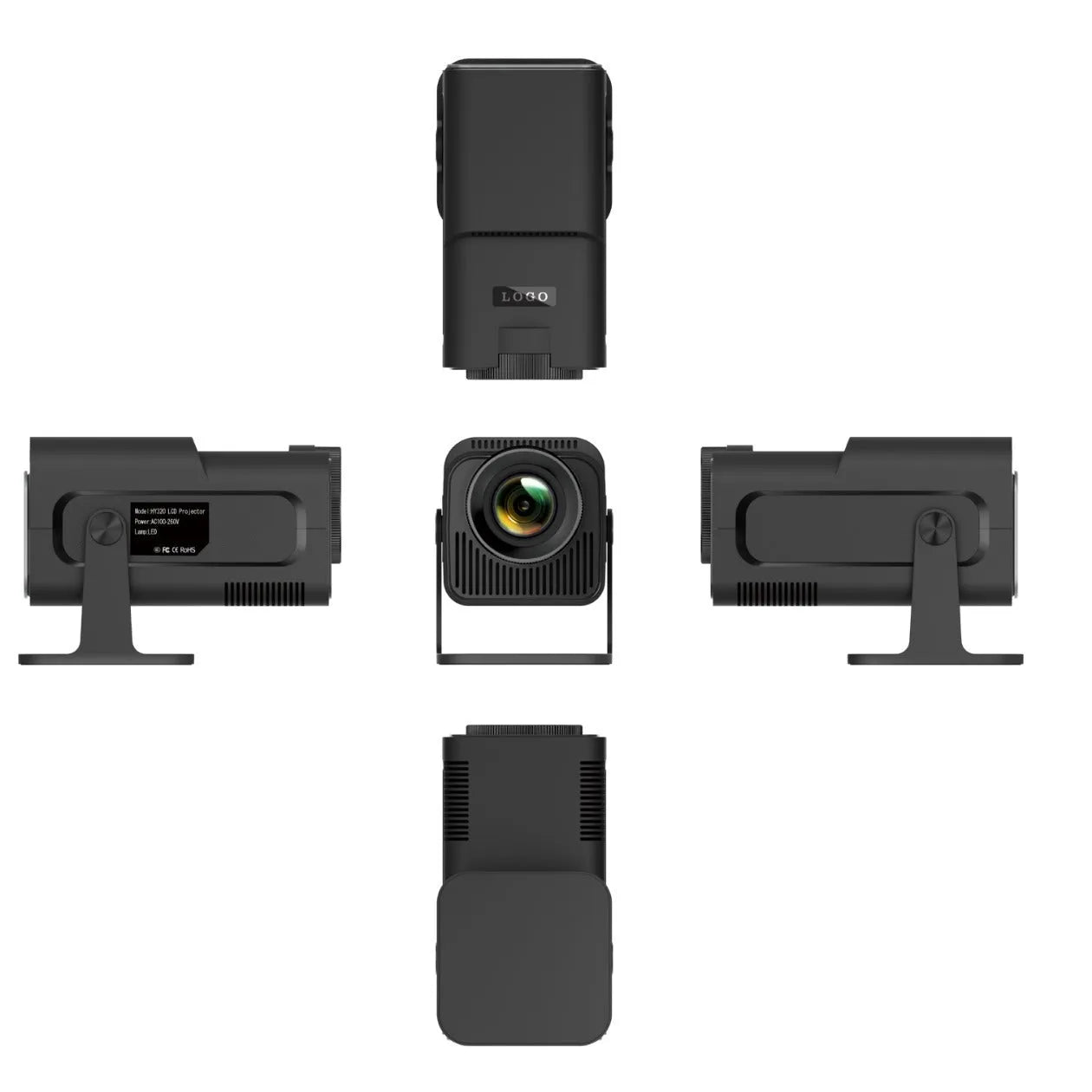 HY320 Android small HD smart projector 1080p with PTZ bracket and remote control