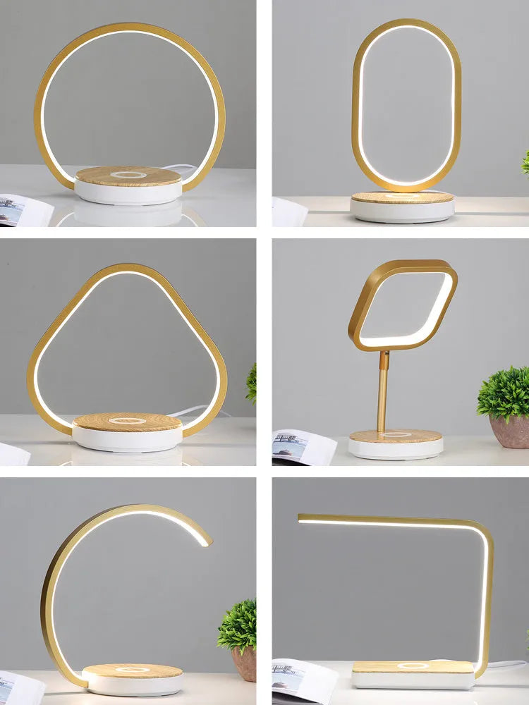 Fixed LED ceiling lamp with wireless charging pad in modern simple style