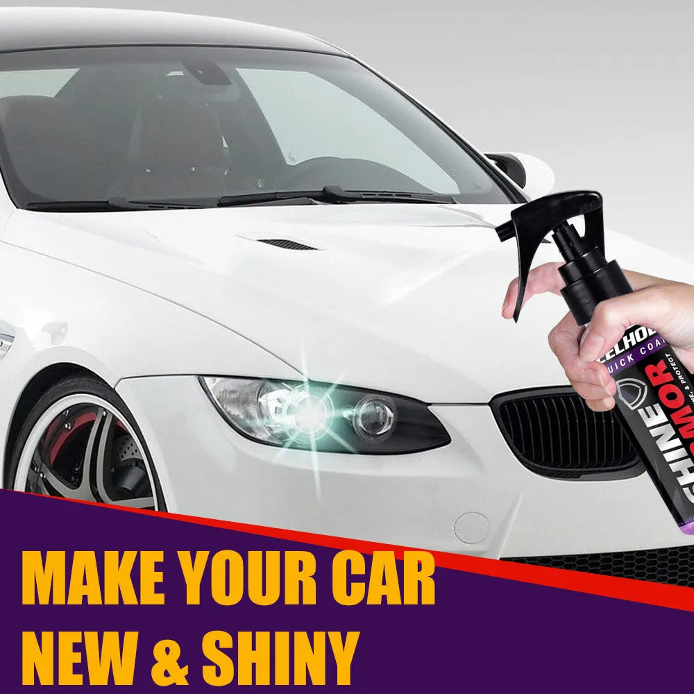Purple liquid car nano coating spray bottle in 100ml size next to a 30ml bottle.