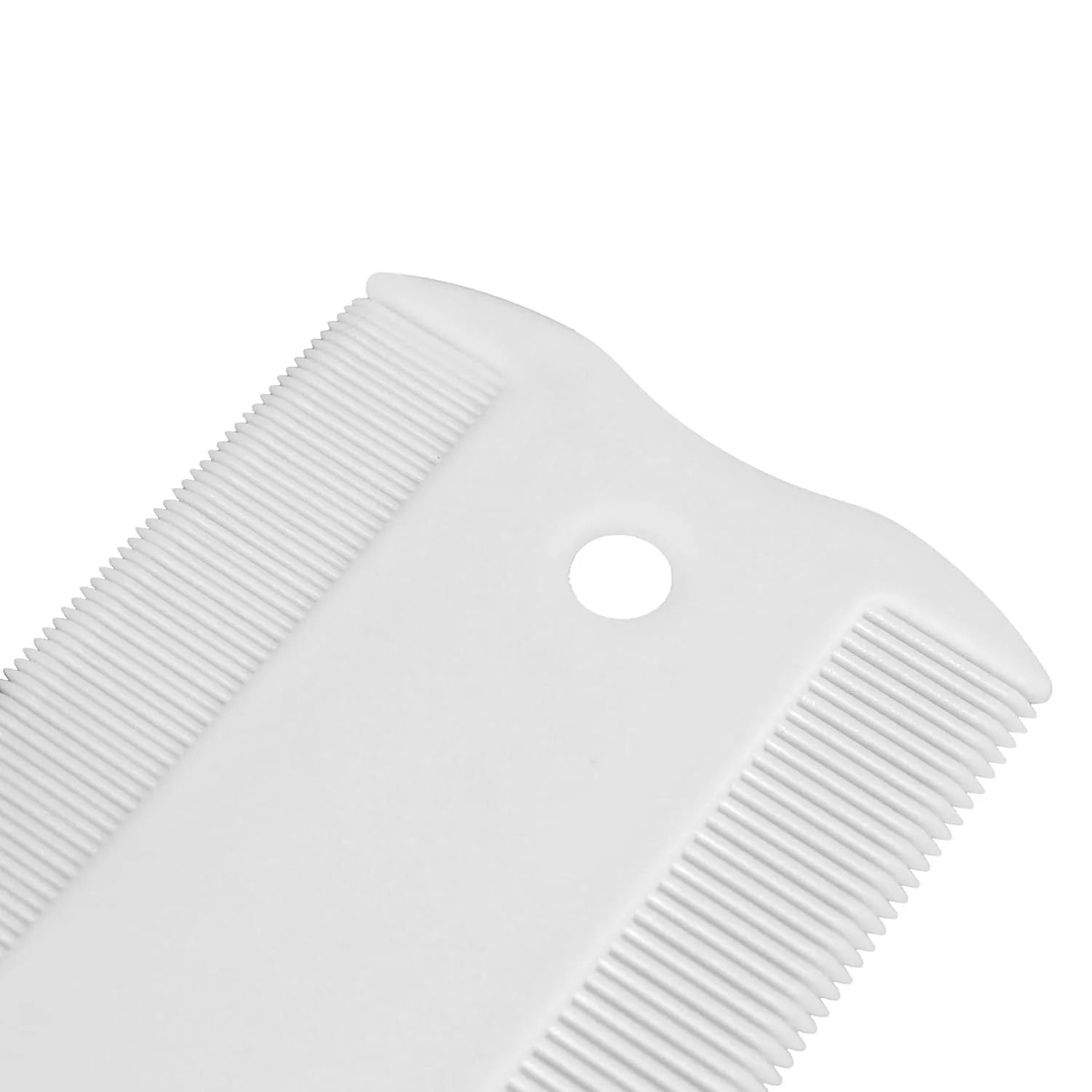 Double-sided plastic flea comb for pets with dense teeth and compact 0.85 x 5 cm dimensions
