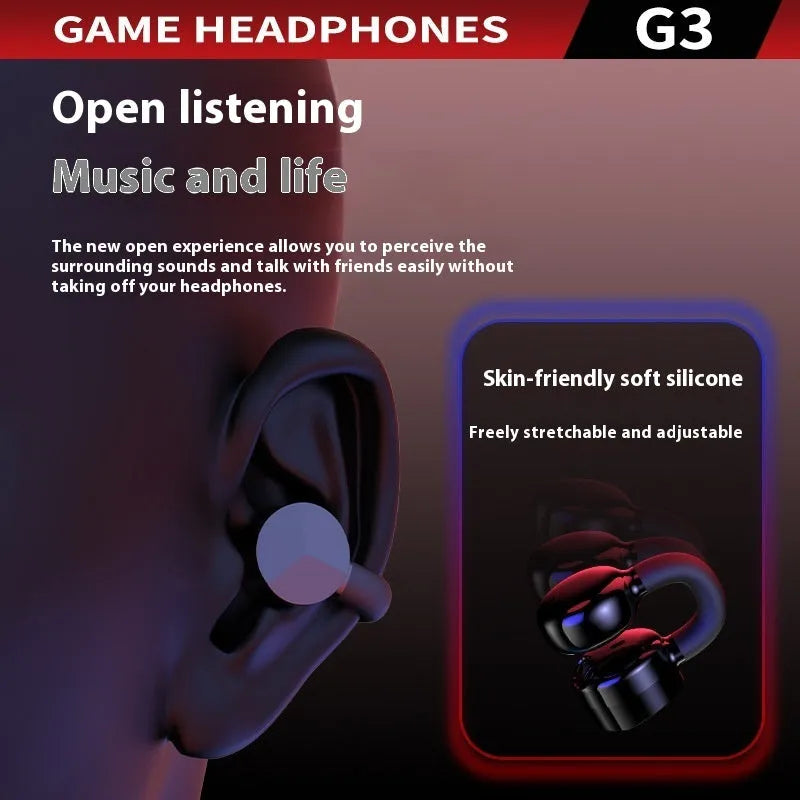 G3 wireless Bluetooth headset transparent cabin noise reduction clip-on e-sports headphones black