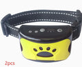 Waterproof remote dog training collar with shock vibration sound modes, rechargeable, adjustable nylon strap, yellow blue purple black orange
