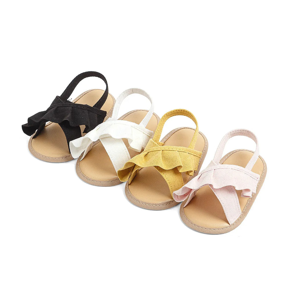 Baby girl toddler shoes soft bottom lace Velcro cotton cloth princess style white pink black yellow