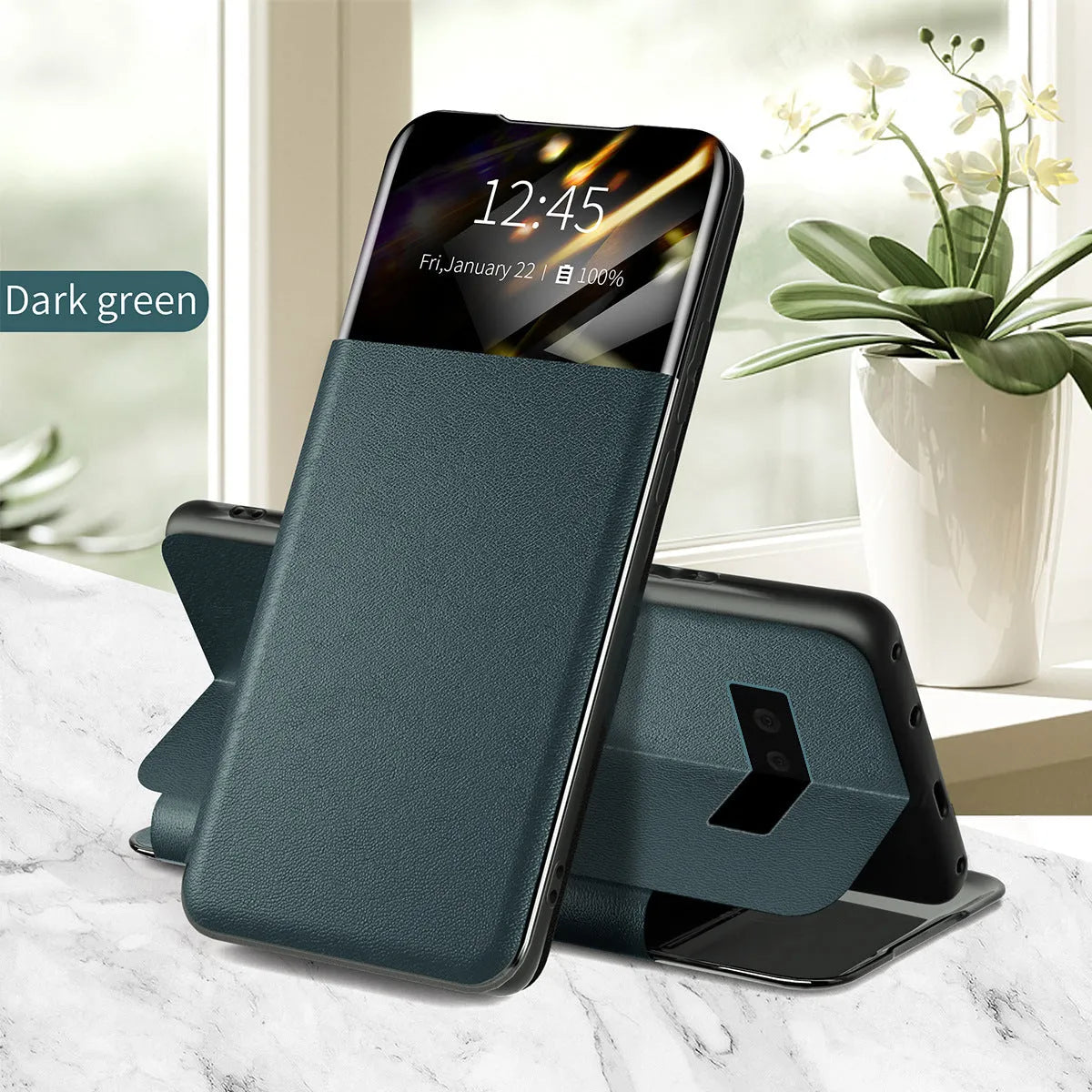 Flip leather case for Google Pixel 6, Pixel 6 Pro and Pixel 7 in solid colours with PU leather and PC shell