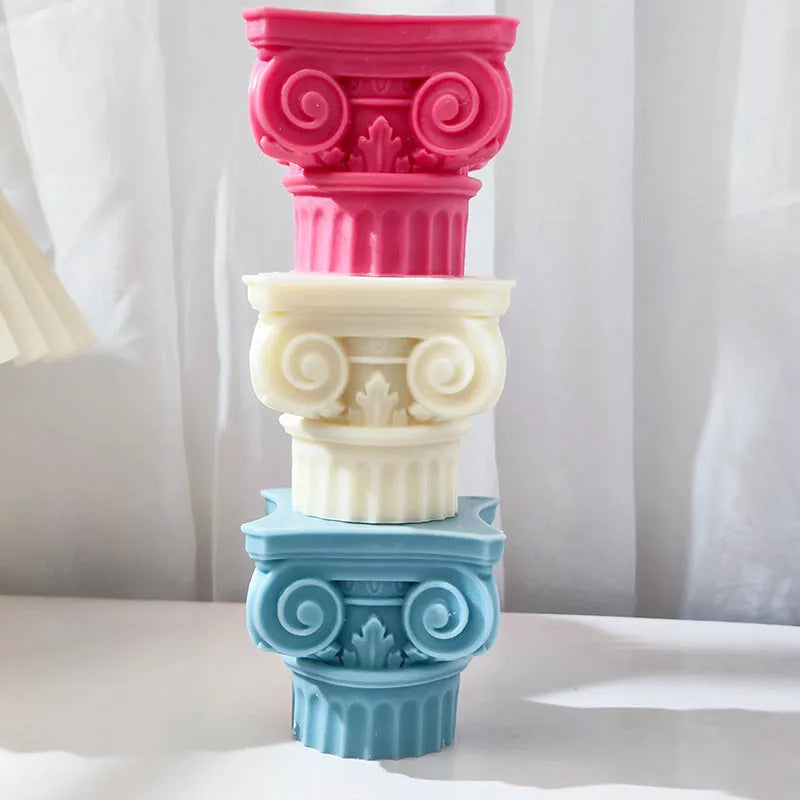Roman pillar silicone mould for candle making and food decoration