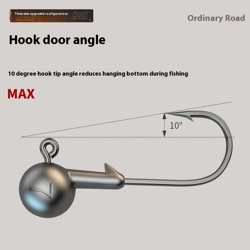 A set of 50 lead-headed jig hooks with steel construction and a four-times strengthening process.