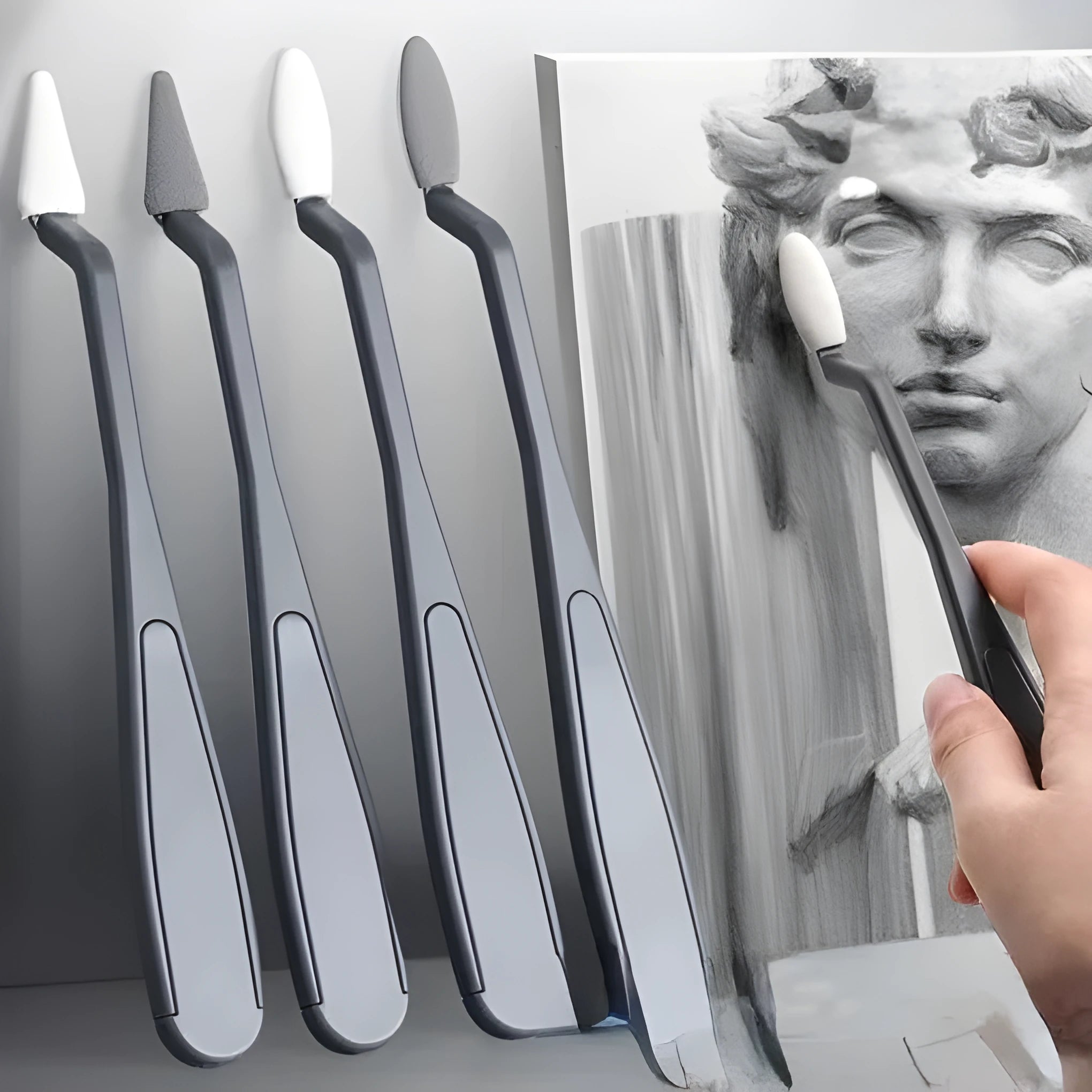 Plastic sketch rubbing knife art tool with smear tip for removing pencil marks
