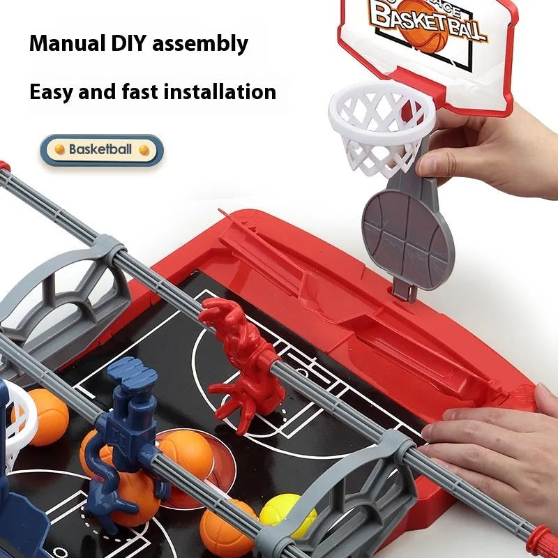 Children's toy hand-cranked basketball shot counter with plastic shooting machine and hoop
