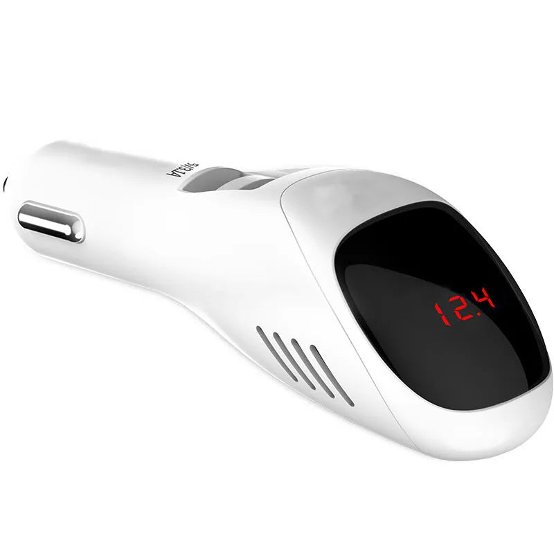 White car USB charger with negative ion vehicle-charged purifier showing compact dimensions