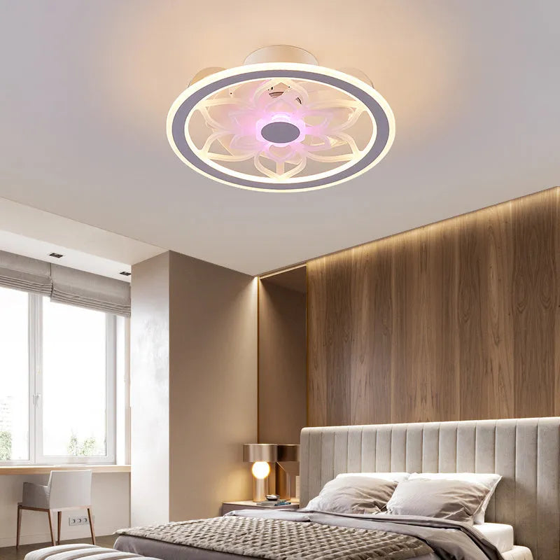 Super quiet bedroom ceiling fan light simple modern design with white PMMA lampshade and wire-drawing finish