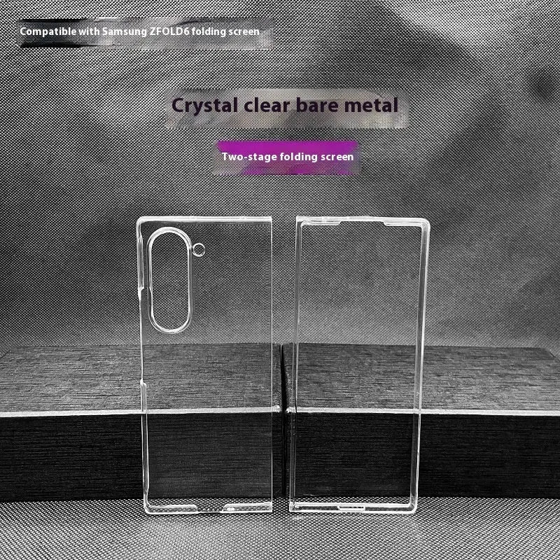 Transparent PC hard shell phone case for Samsung foldable with anti-fall and mirror design