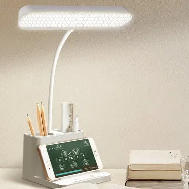 USB desk lamp with 26 LED beads, five-speed dimming, Type-C charging, modern simplicity plastic shade