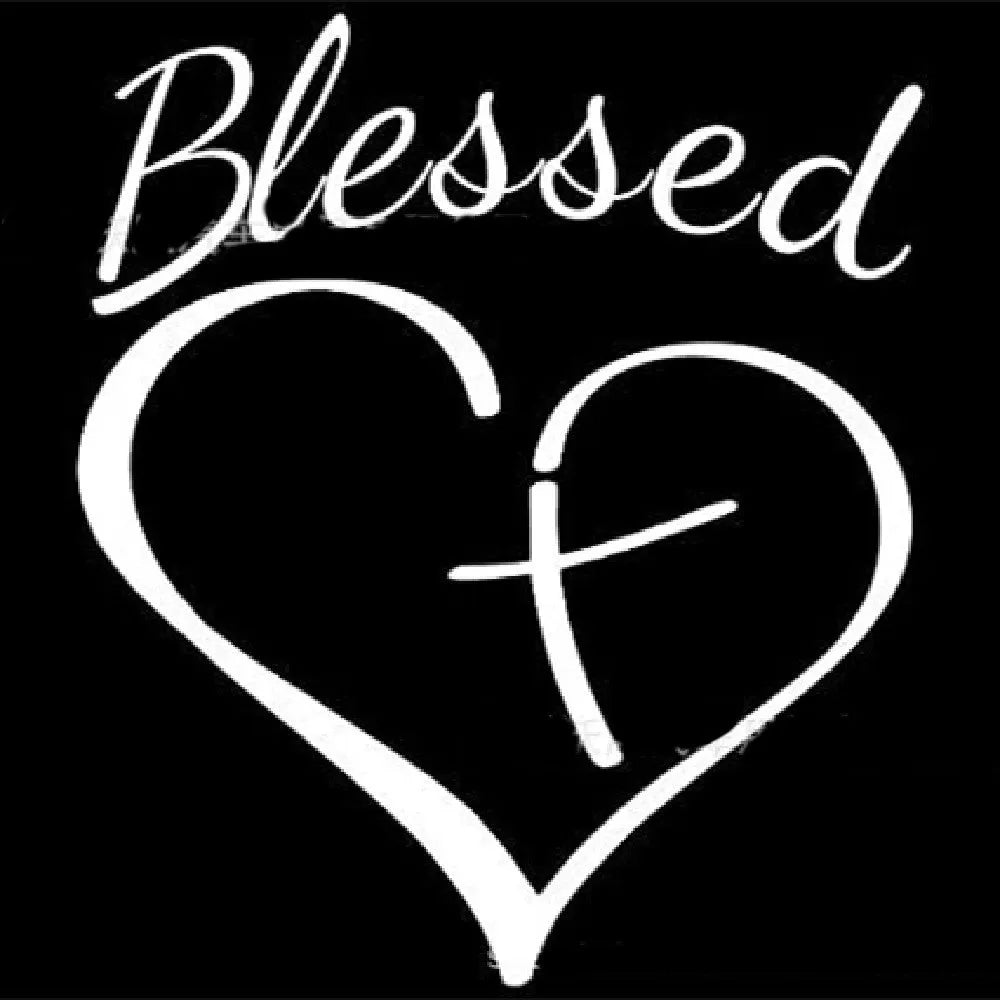 Faith Hope Love text inside a heart shape on a rectangular sticker with black, white, and red colour options shown.