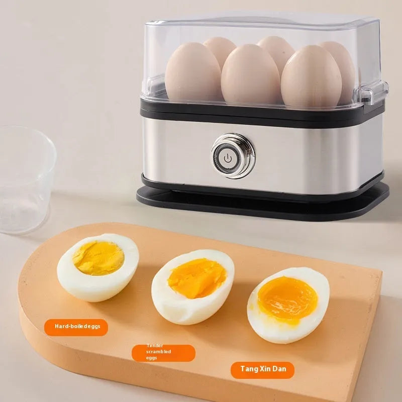 Black mini portable stainless steel egg boiler with international power adapters