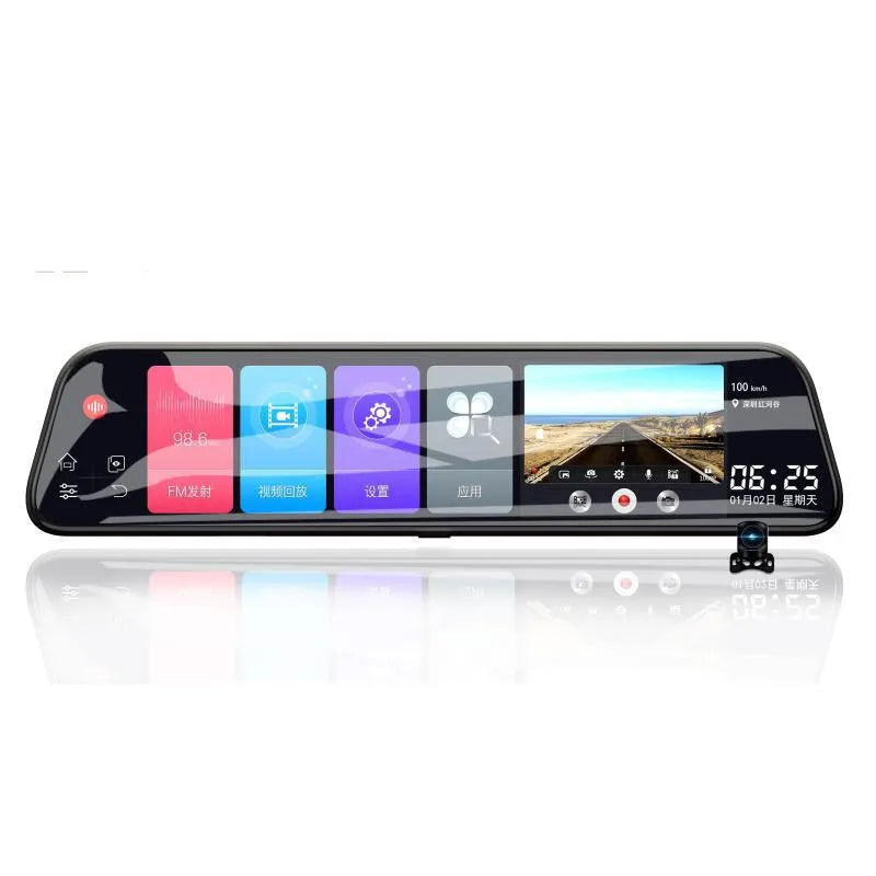 12-inch rearview mirror tachograph with dual cameras for commercial vehicles