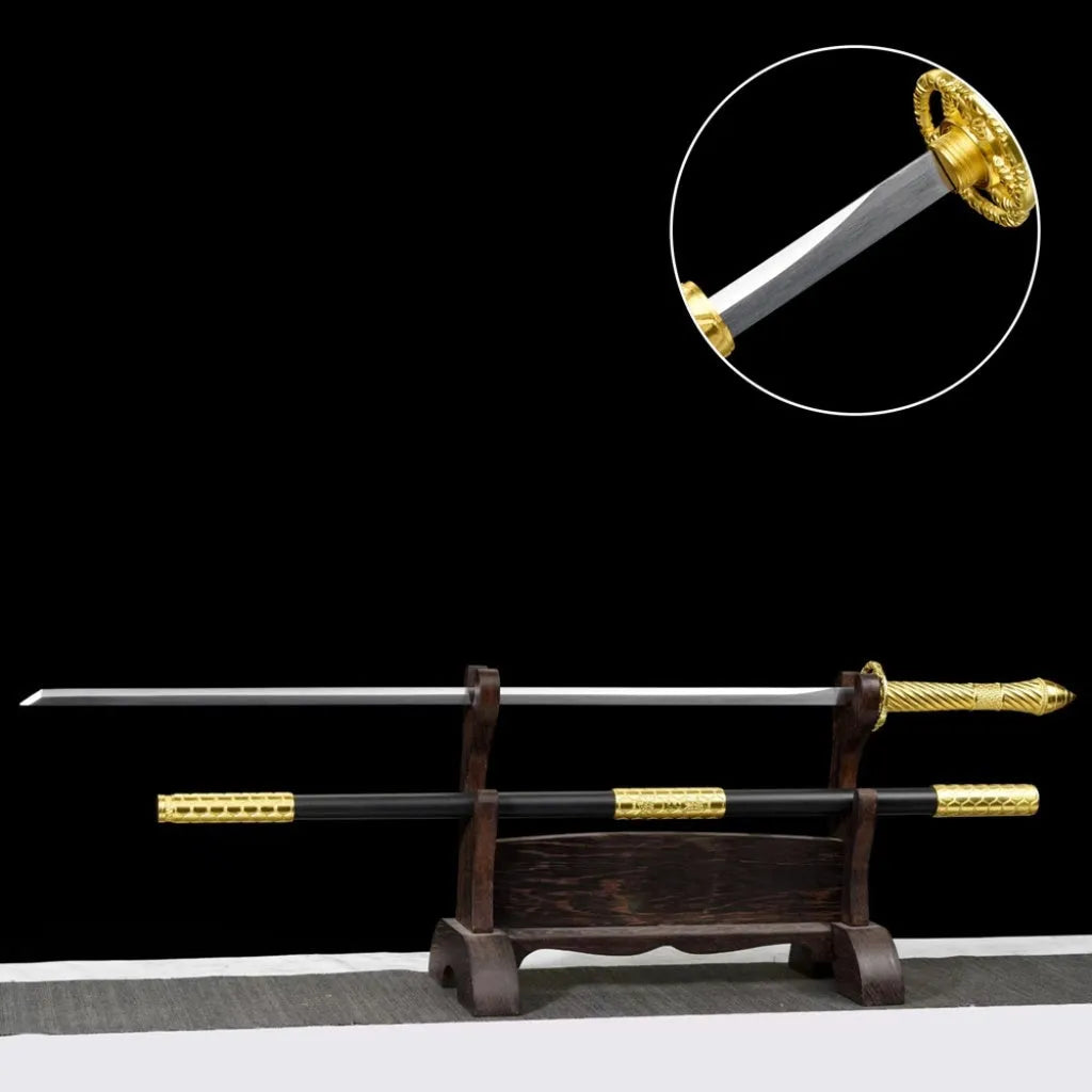 Ancient-style Han-Sword unsharpened manganese steel blade 95cm overall length with zinc alloy fittings