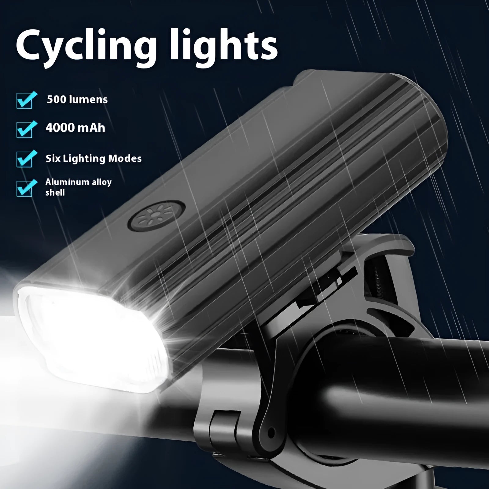 L2*2 bicycle headlight with aluminium alloy housing and USB Type-C charging port