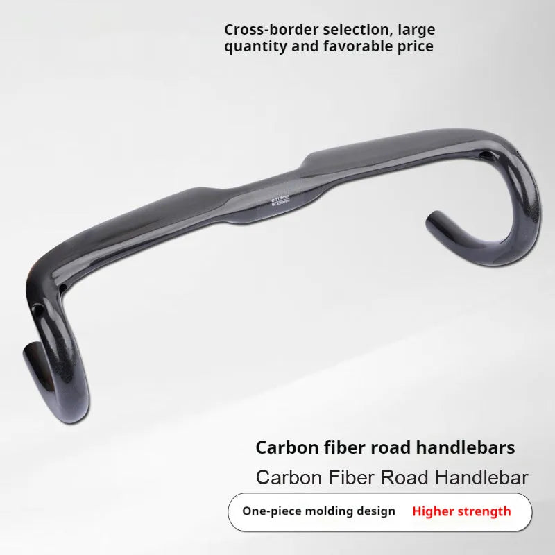 Carbon fibre road bicycle drop handlebar in black grey silver with size options