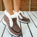 Women's winter snow boots with cotton upper, air-cushion rubber sole, and round toe in leopard print
