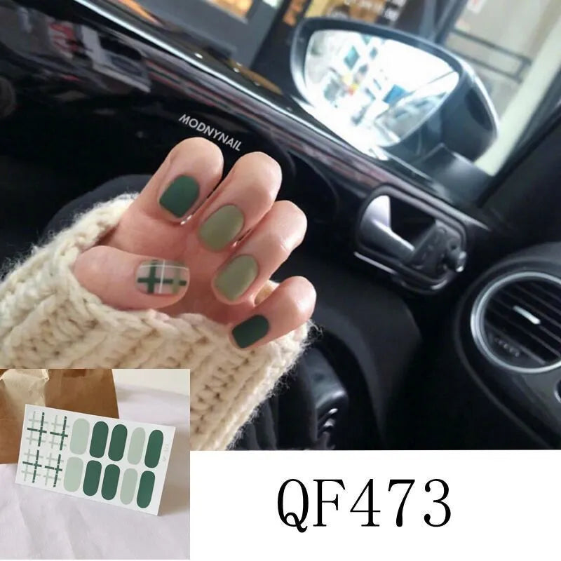 3D diamond waterproof nail stickers for pregnant women, 14 full coverage stickers per pack, multiple colour styles