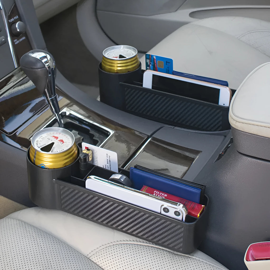 Black ABS car seat gap storage box filling the space between car seat and console