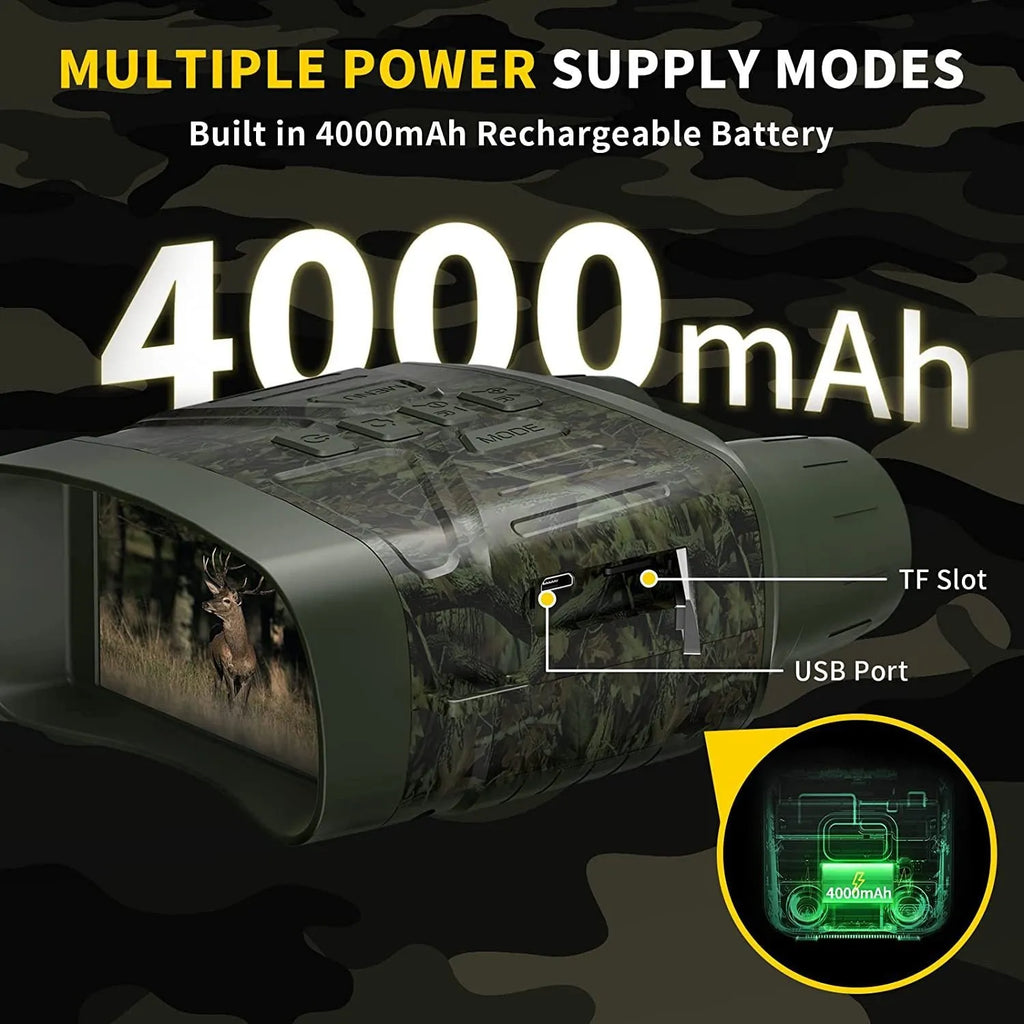 Ultra Clear 4K 36MP night vision monocular in black or camouflage colour with 3-inch screen.