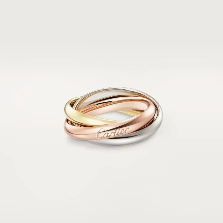 Geometric U-shaped sterling silver couple rings on a hand, showing full diamond band and plain band options.