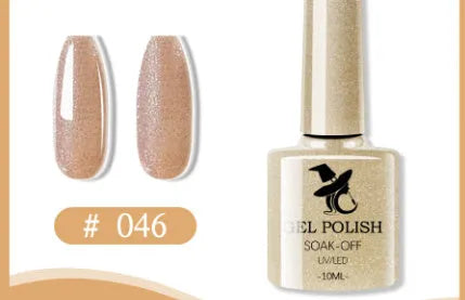 48 colour UV phototherapy plastic gel nail polish set with 7ml bottles in various finishes including glitter and nude shades
