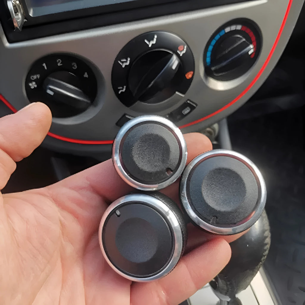 Three black aluminium alloy air conditioning knobs for Chevrolet Lefeng Lechi