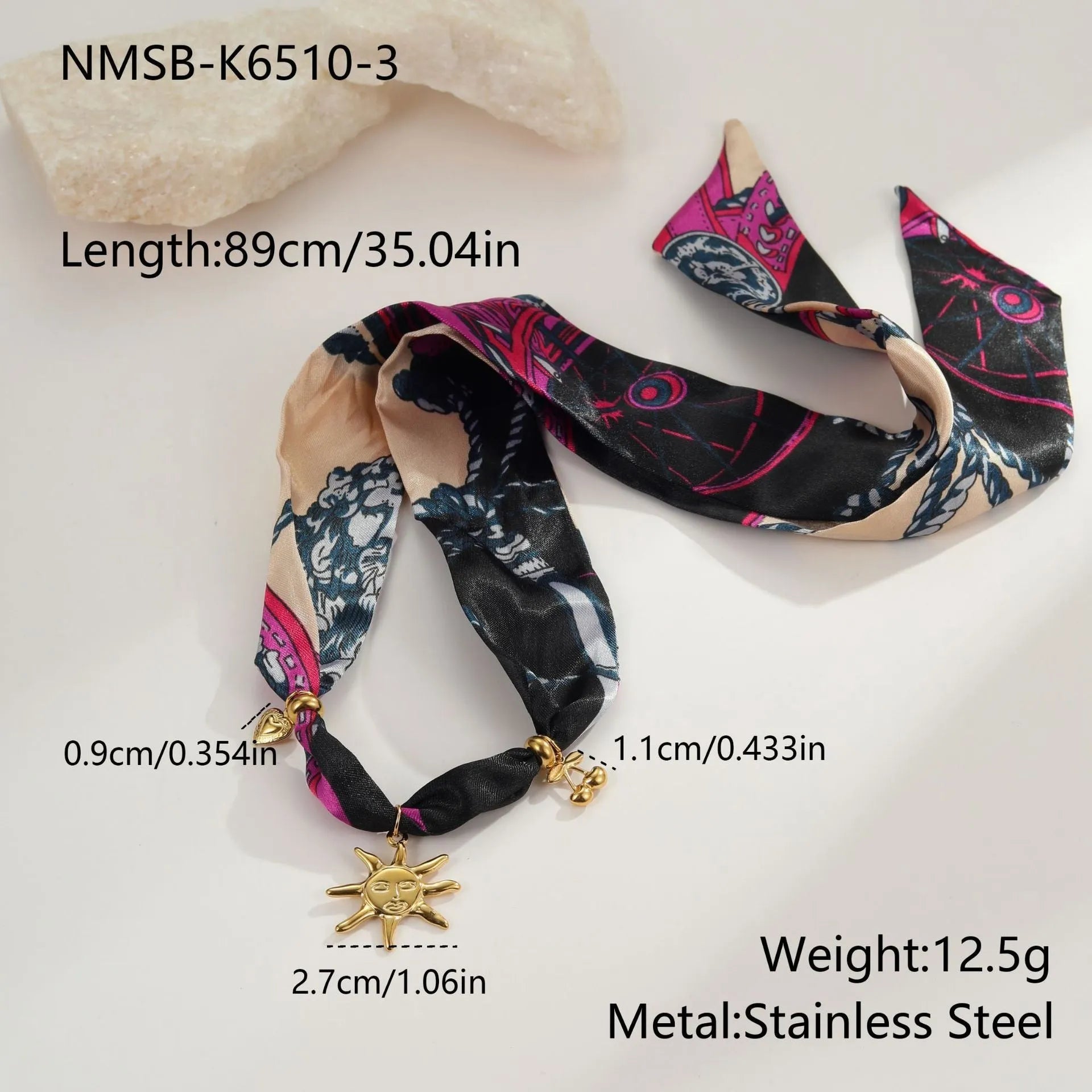 Stainless steel geometric pendant necklace or bracelet with 18K gold electroplated finish and chain styling