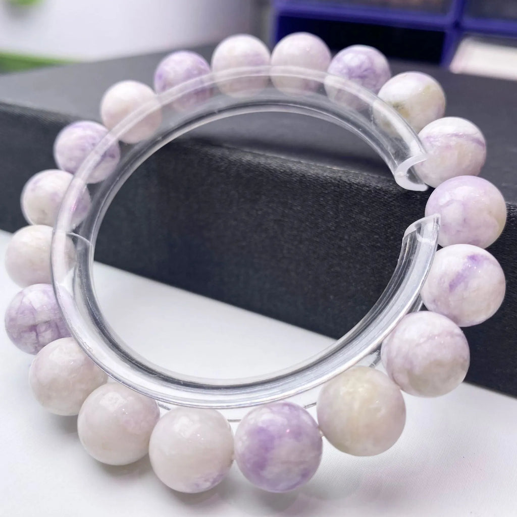 Natural purple turquoise bead bracelet for women shown in three bead size options.
