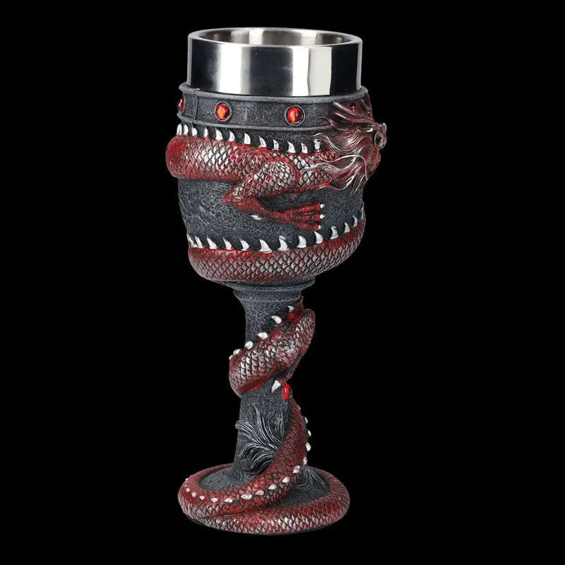 Chinese dragon design 3D stereo stainless steel red wine glass with retro styling